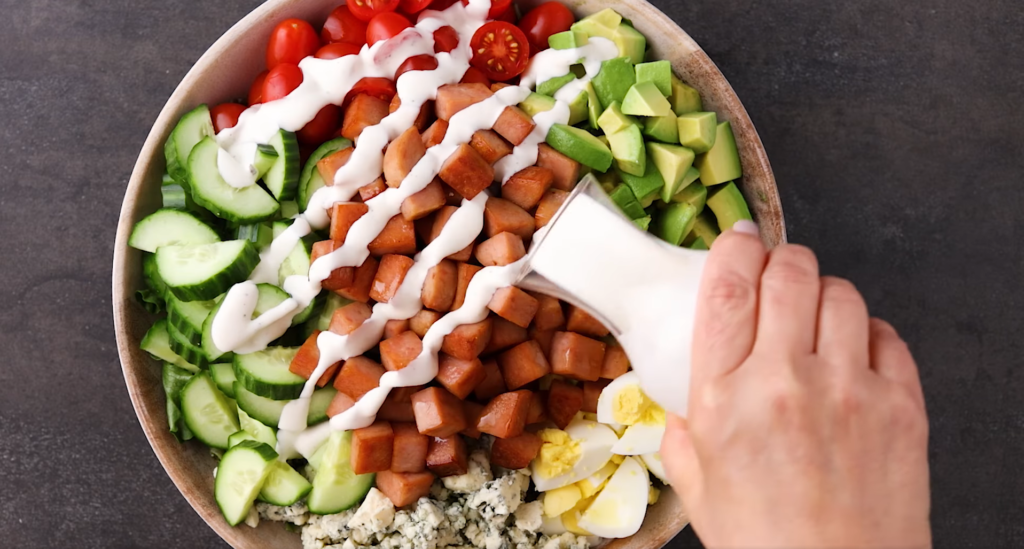 Spam with salad is a perfect combination